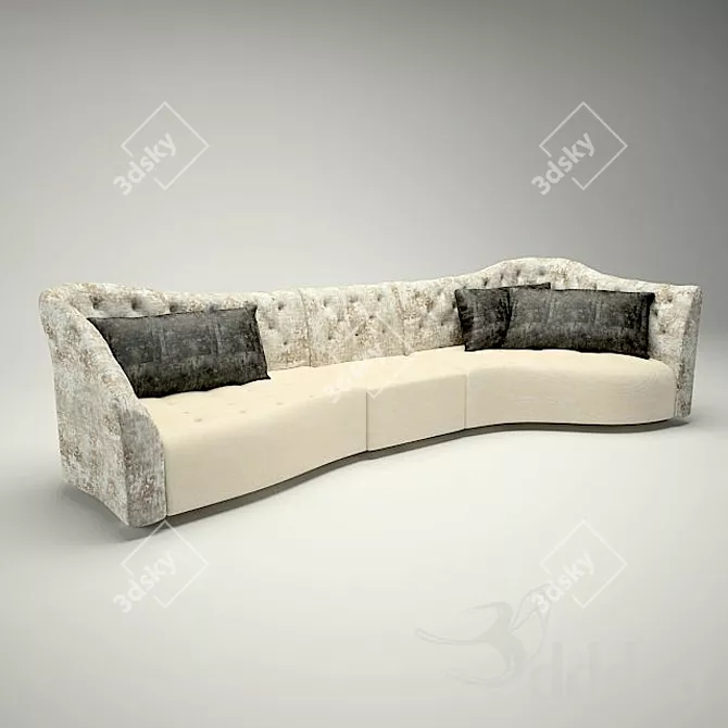 Modular 3-Part Sofa 3D model image 1