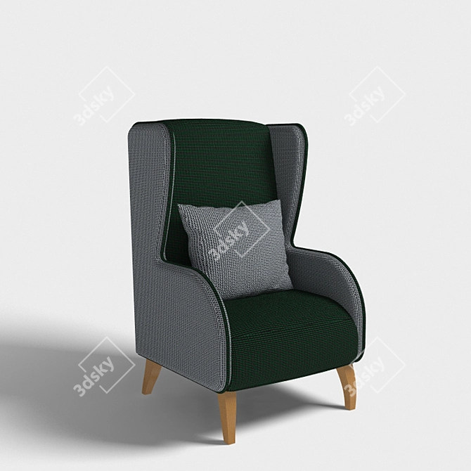 Title: Classic Armchair with Textured Design 3D model image 1