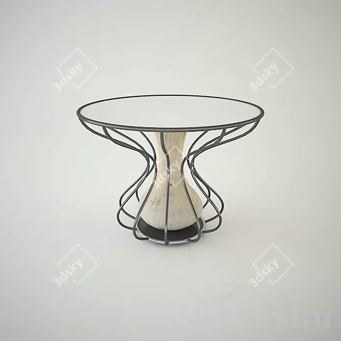 Sleek Round Table with Unique Texture 3D model image 1