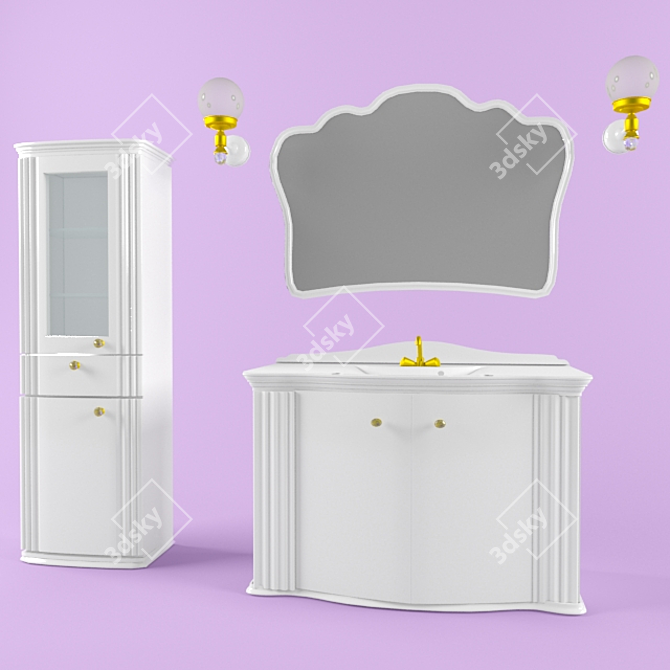 Elegant Bathroom Furniture Set 3D model image 1