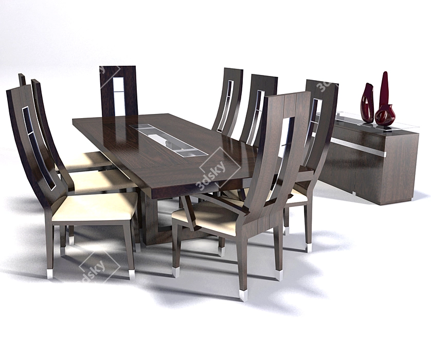 Versatile Table and Chair Set 3D model image 1