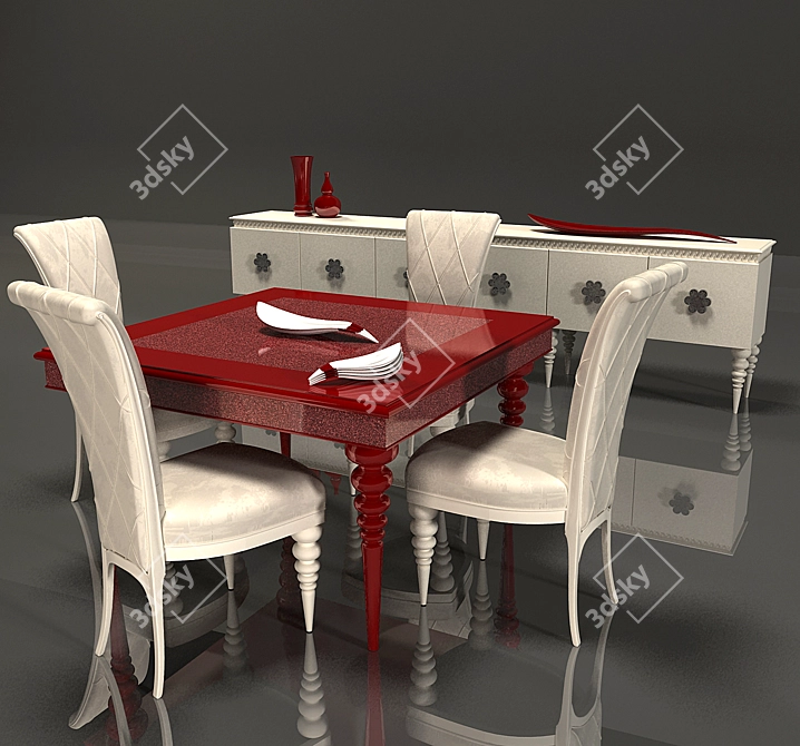 Elegant Altamoda Dining Set 3D model image 1