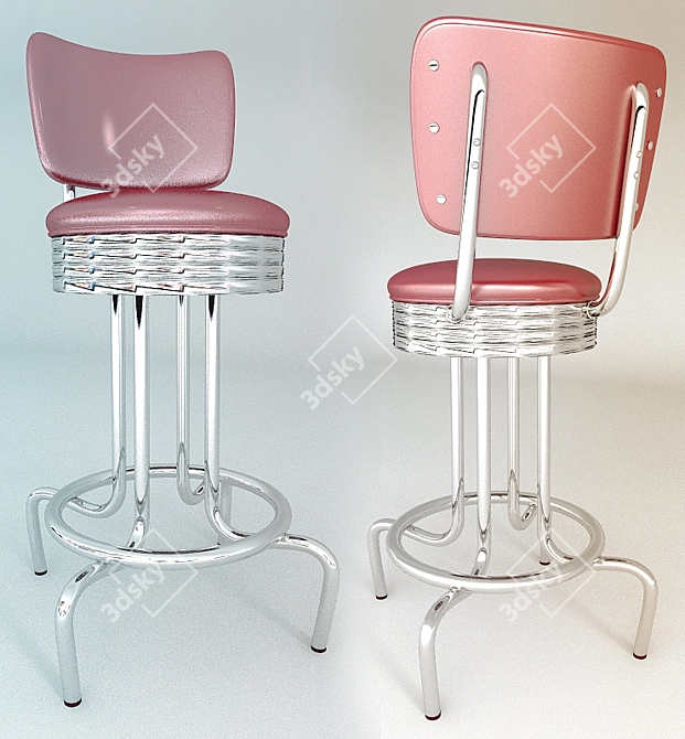 Sleek Modern Bar Stool 3D model image 1