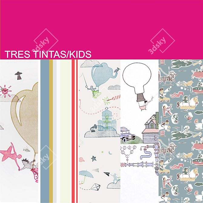 Tres Tintas Kidz: Colorful Wallpapers 3D model image 1