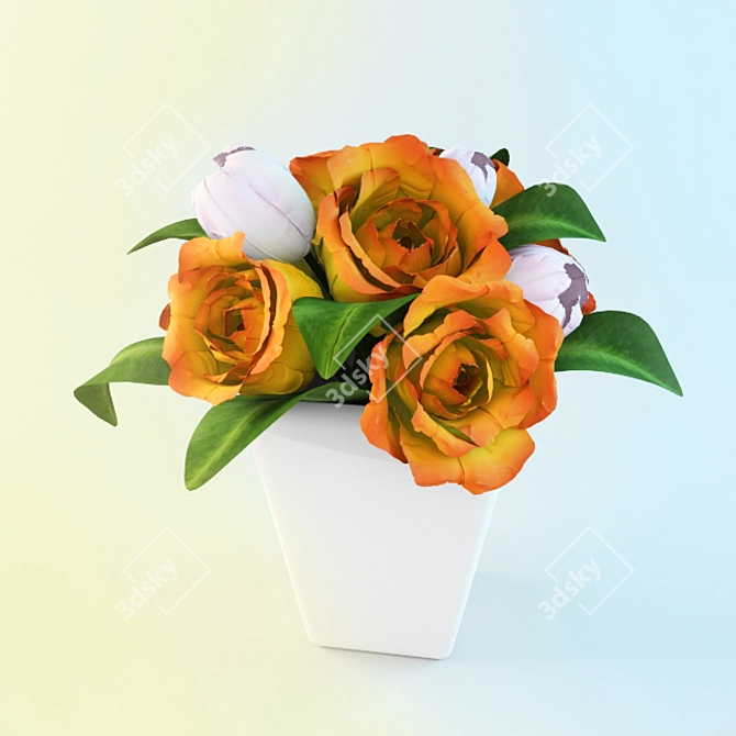 Blossoming Beauty: Exquisite Bouquet 3D model image 1