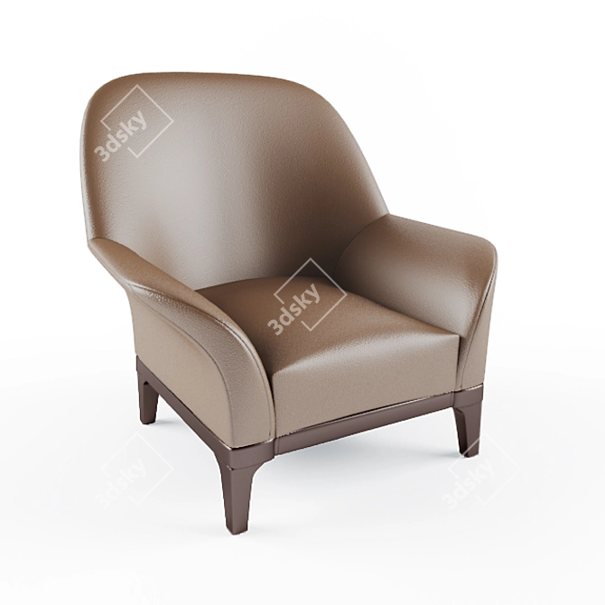 Classic Leather and Wood Armchair 3D model image 1