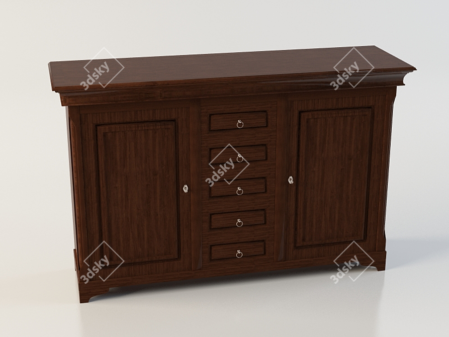 Russian Oak Chest of Drawers 3D model image 1