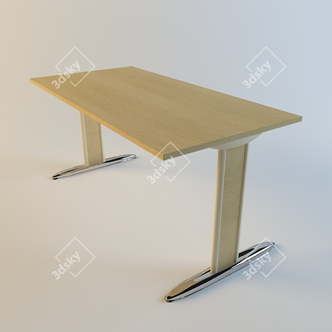 Sleek Chrome-legged Writing Desk 3D model image 1