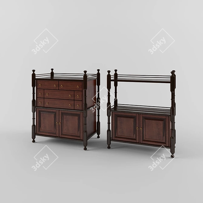 Sleek 1-Drawer Nightstand 3D model image 1