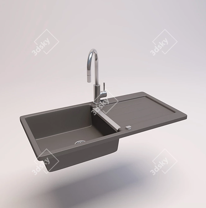 Sleek Jag Sink & Mixer 3D model image 1