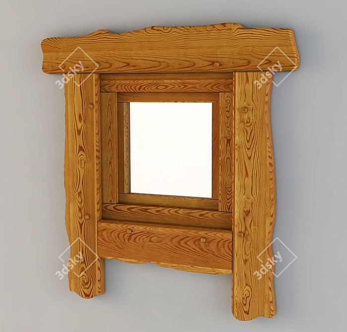 Title: Rustic Wooden Bath Window 3D model image 1