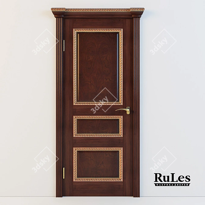 Elegant Monaco Door with Antique Gold Details 3D model image 1