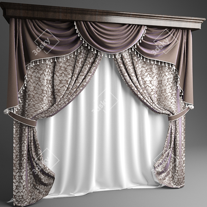 Elegant Window Drapes 3D model image 1