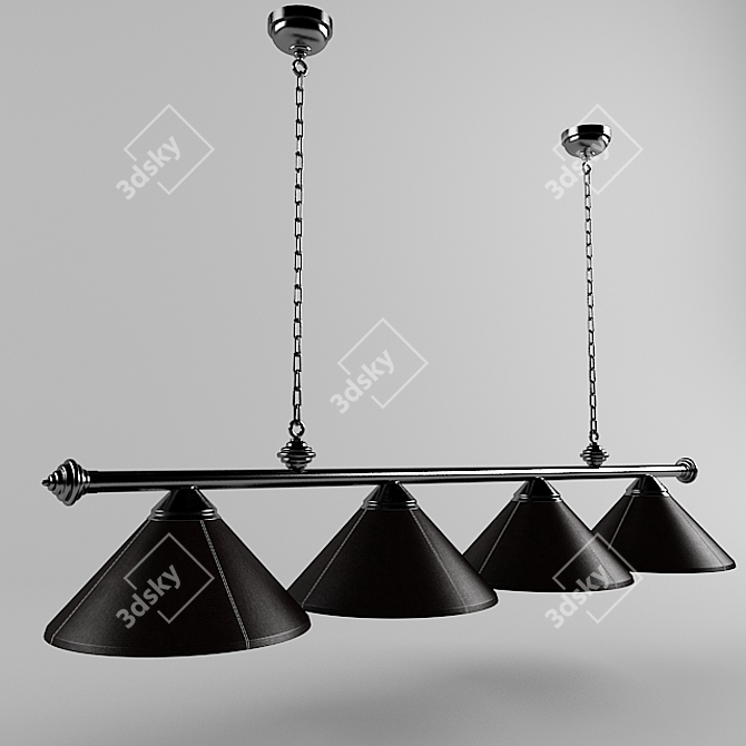 Sleek Leather and Chrome Chandelier 3D model image 1