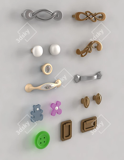 Versatile Furniture Handles 3D model image 1