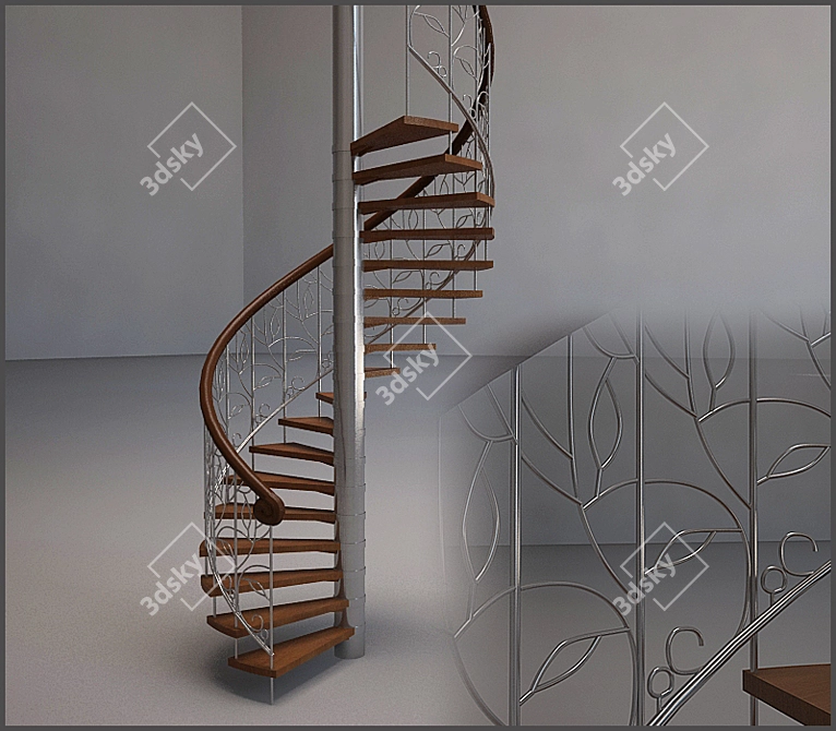 Forged Handrail Staircase 3D model image 1