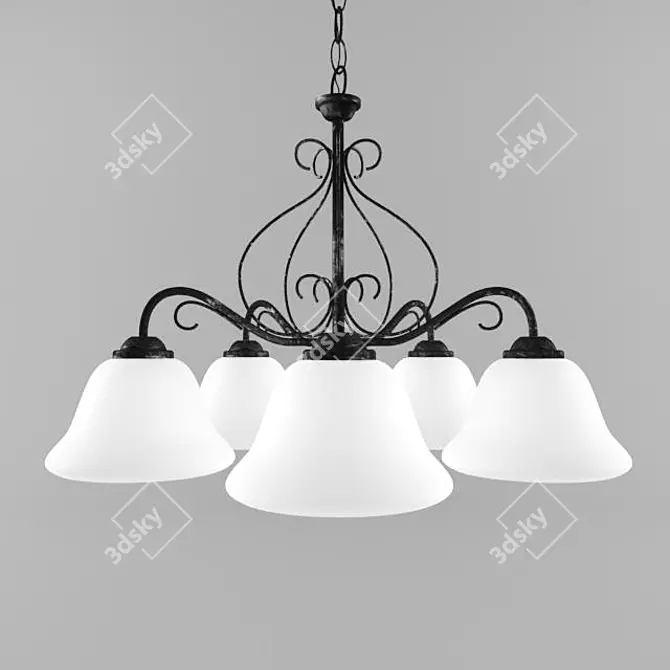 MASSIVE 5-Light Metal & Glass Pendant 3D model image 1