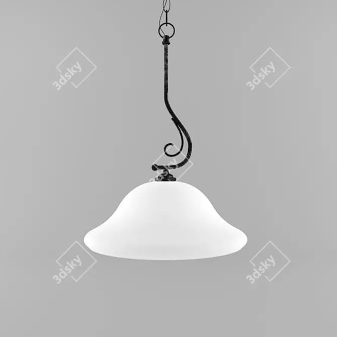 Massive 1-Light Metal and Glass Pendant 3D model image 1