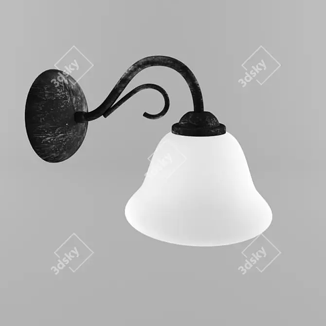 Massive Metal Glass Wall Light 3D model image 1