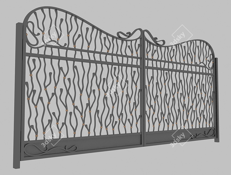 Elegance in Iron: Forged Gates 3D model image 1
