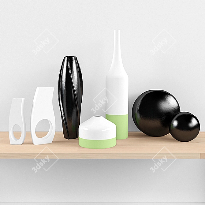 Modernity in Bloom: Set of Stylish Vases 3D model image 1