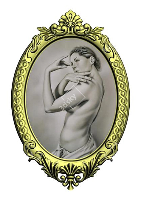 Elegant Carved Frame 3D model image 1