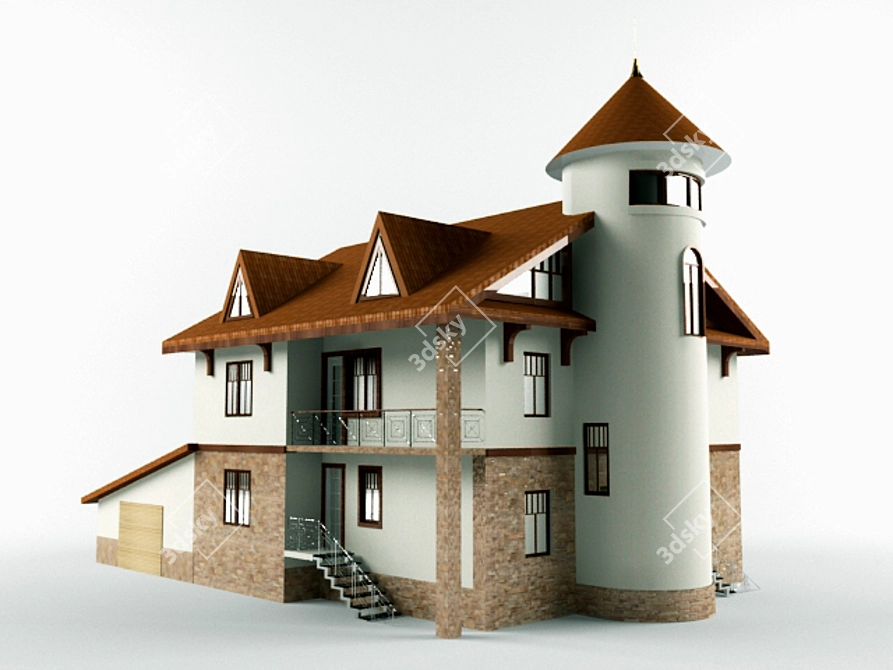 Cozy Chalet House with Classic Design 3D model image 1