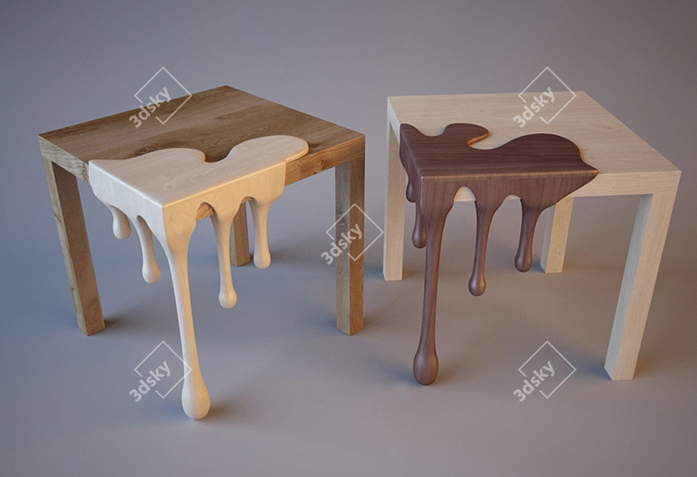 Elegant Fusion: Solid Wood Tables 3D model image 1