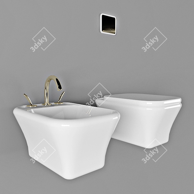 2-in-1 Toilet and Bidet 3D model image 1