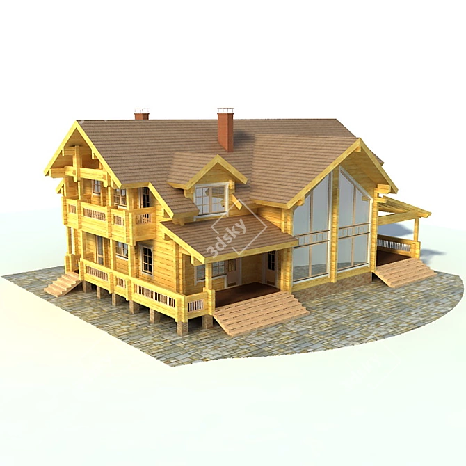 "Astrid" Wooden Cottage 3D model image 1