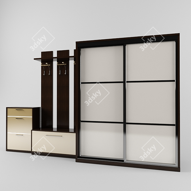 Elegant Entryway Wardrobe 3D model image 1