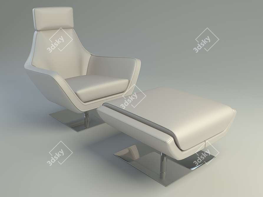 Rotating Chair with Footstool | Alberta Salotti Bay 3D model image 1