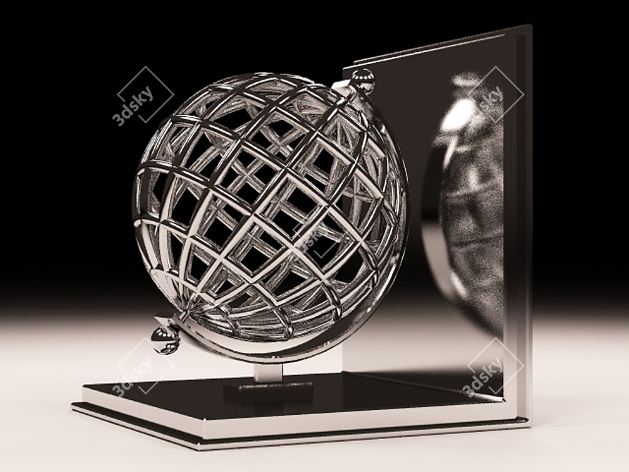 Elegant Nickel Book Shelf Stand 3D model image 1