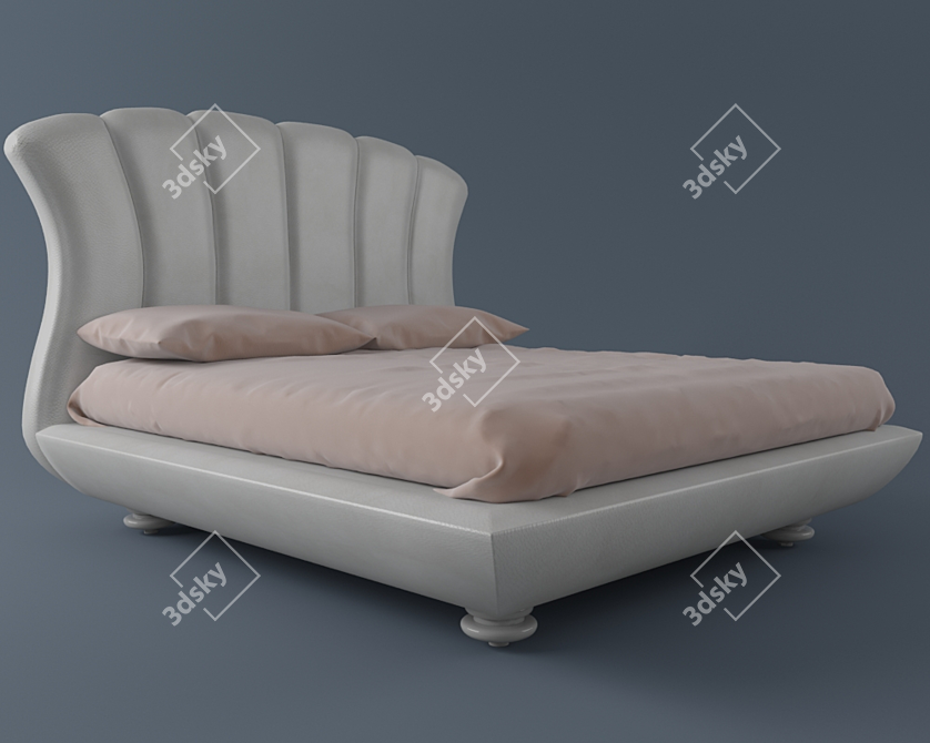 Elegant Leon Double Bed 3D model image 1