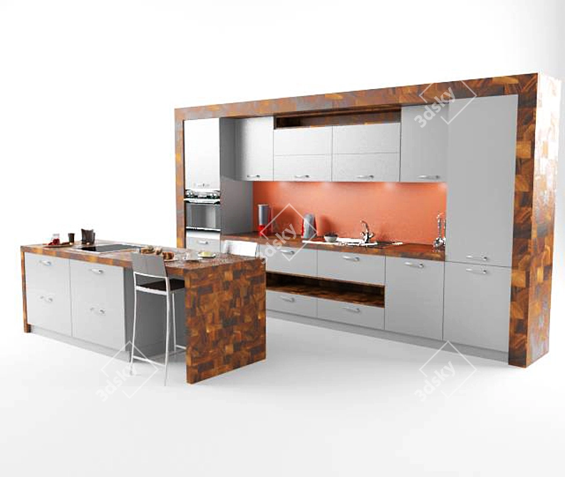 Sleek Kitchen Model & Texture Set 3D model image 1