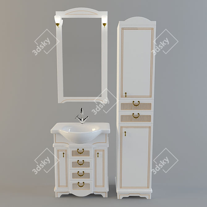 Aquanet Louis 65 - Stylish Bathroom Furniture 3D model image 1