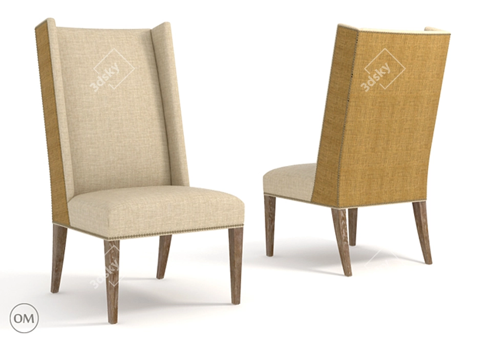 Bertrix Hemp & Linen Chair - Elegant Comfort 3D model image 1