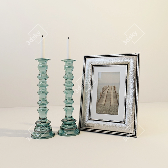 Elegant Frames & Candlesticks 3D model image 1