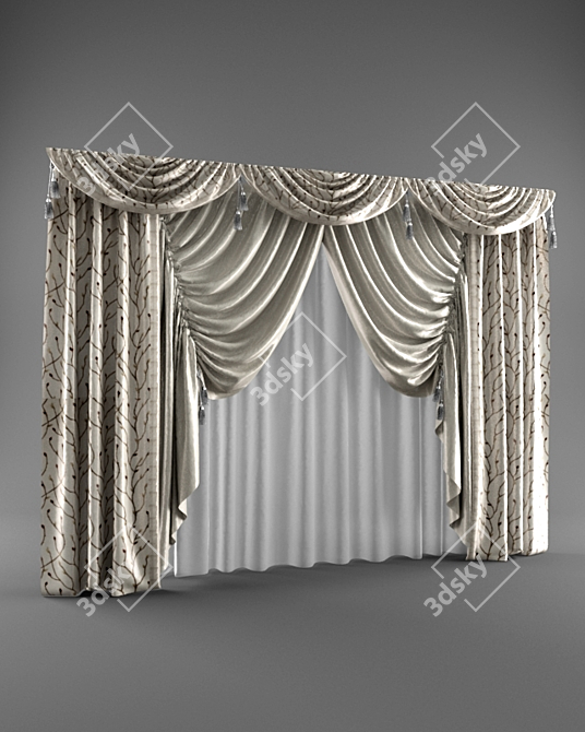 Classic Elegance Curtain 3D model image 1