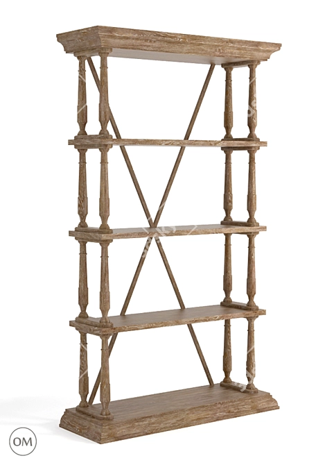 Rustic Cross Bookshelf: Natural Elegance 3D model image 1