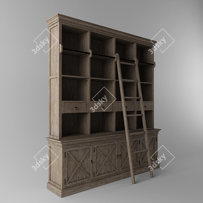 Title: Chalet-style Library Cabinet 3D model image 1