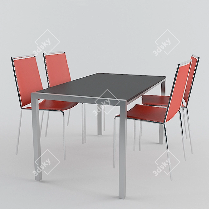 Artistic Table and Chairs Set 3D model image 1