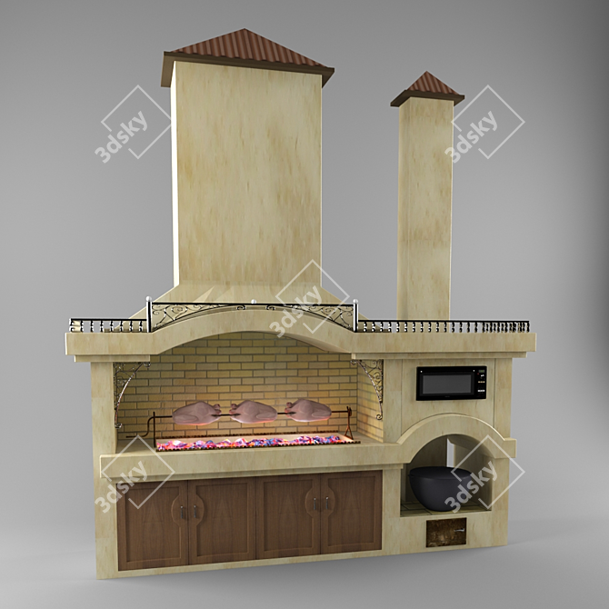 Microwave BBQ: Easy Grilling Solution 3D model image 1