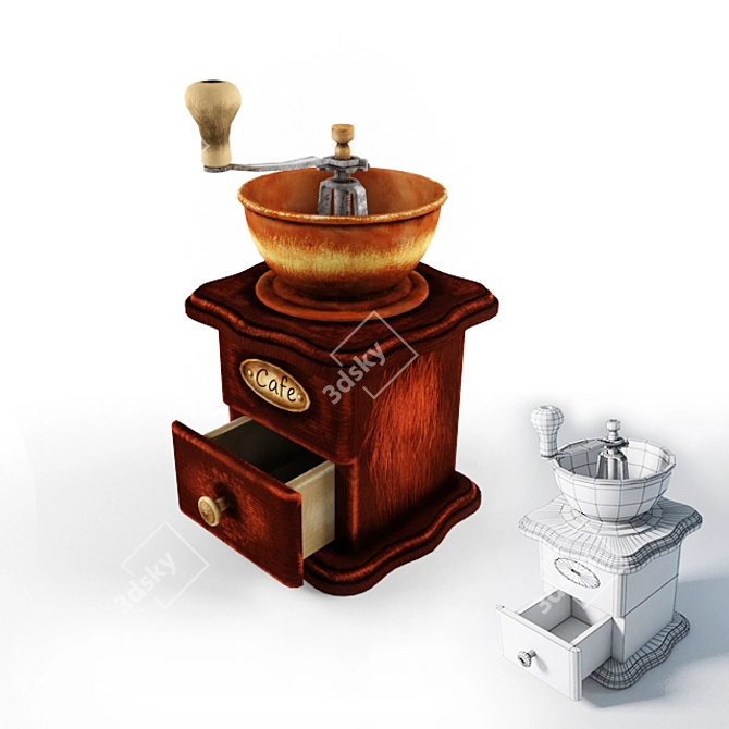 Vintage Hand-Crank Coffee Grinder 3D model image 1