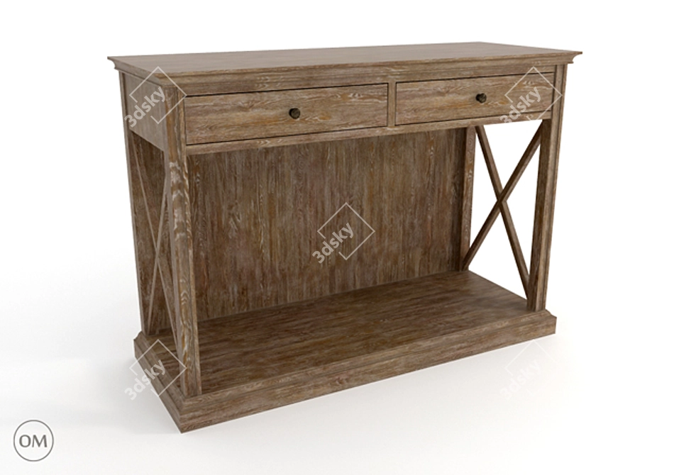 Elegant French Casement Console 3D model image 1