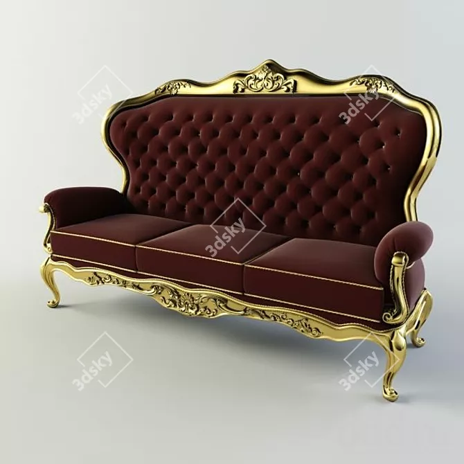 Elegant Victorian Sofa: Timeless Beauty 3D model image 1