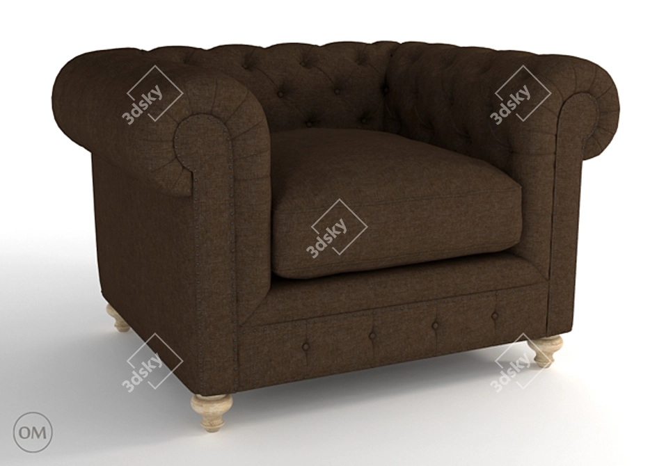 Vintage Cigar Club Armchair 3D model image 1