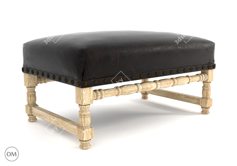 Antwerpen Leather Bench: Sleek and Stylish 3D model image 1