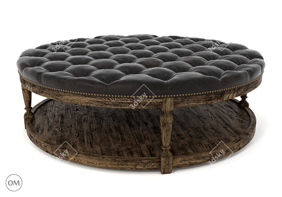 Luxury Round Leather Ottoman 3D model image 1