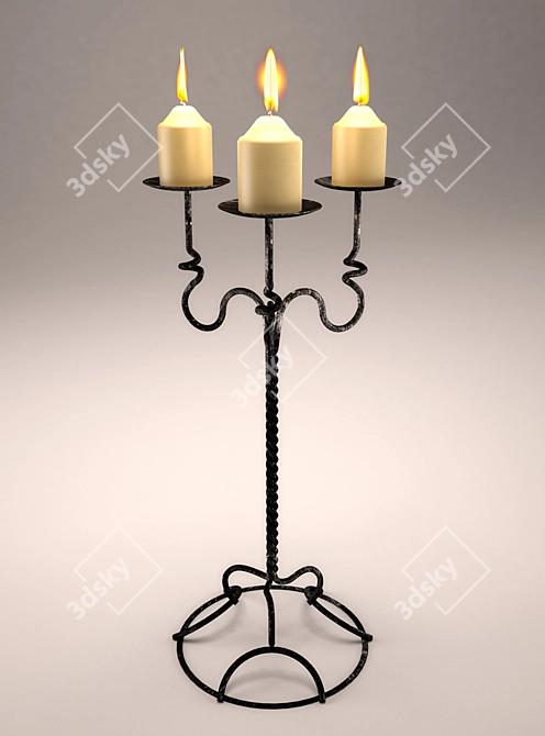 Elegant Wrought Iron Chandelier 3D model image 1